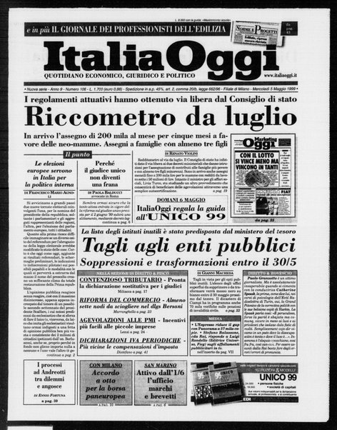 Italia oggi : quotidiano di economia finanza e politica